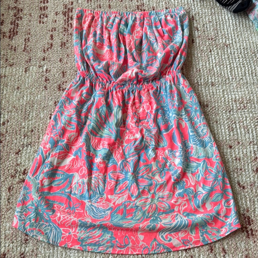 Lilly Pulitzer Pink and Blue Strapless Sundress. Small. Excellent condition.
